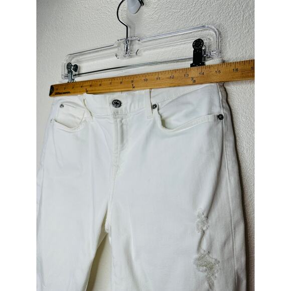 7 For All Mankind White Distressed Raw Hem Gwenevere Jeans 30 - Picture 14 of 16